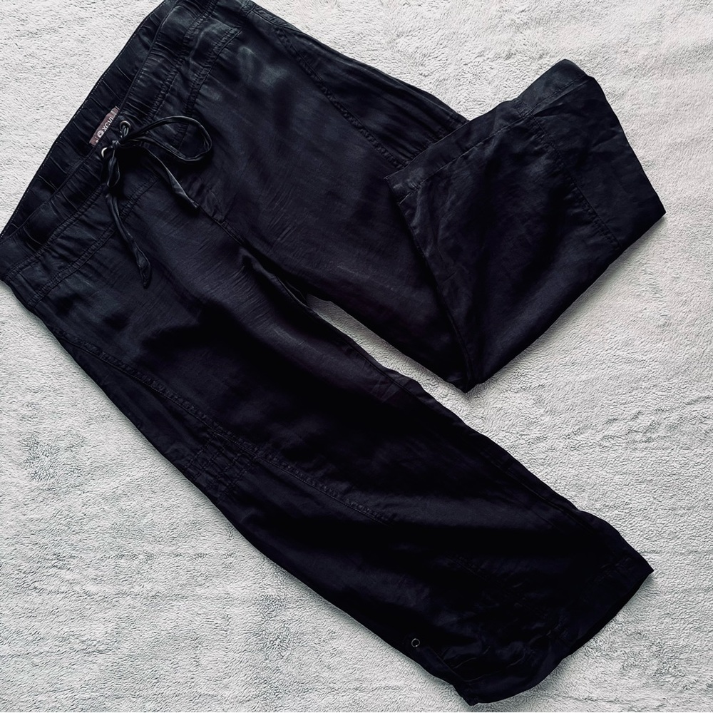 XCVI Silk Cotton Cropped Gaucho Lagenlook Pull-On Pants Black Small Sz S